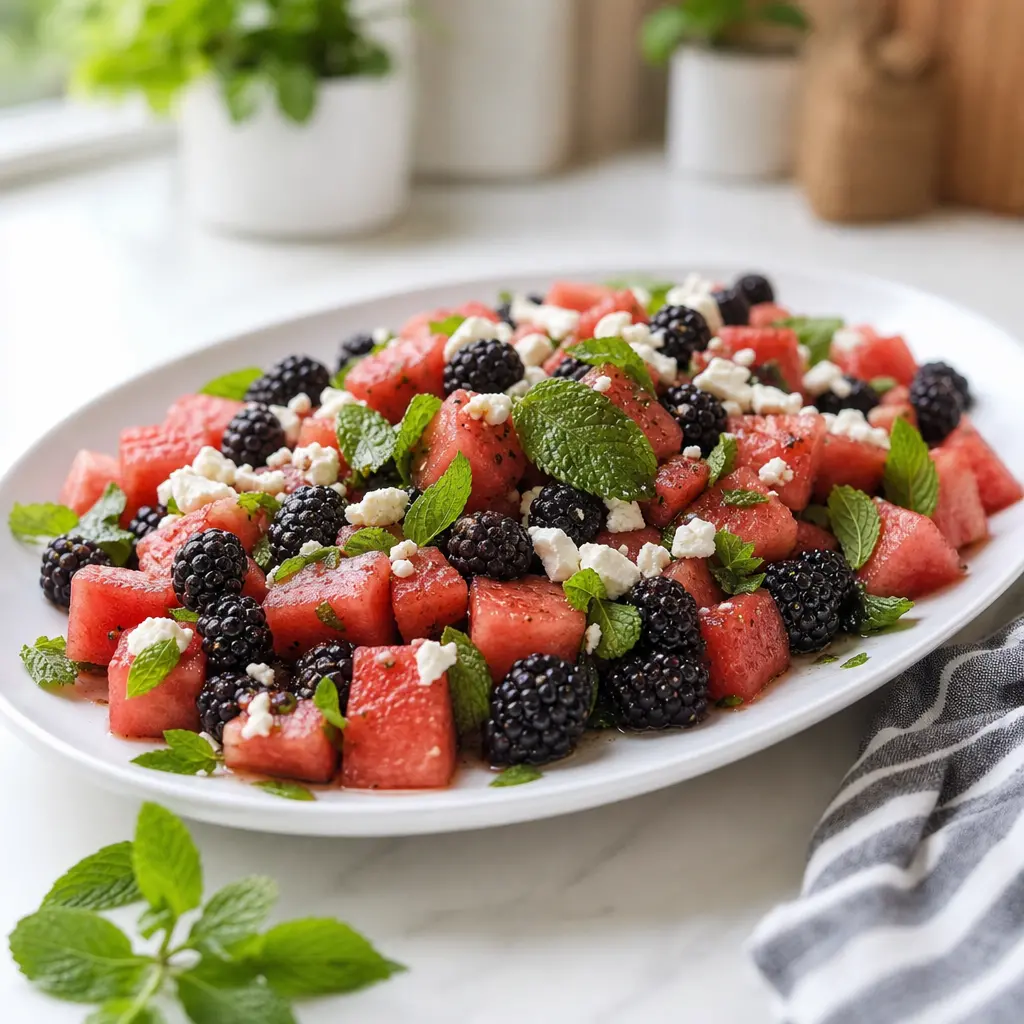 balsamic watermelon blackberry salad - final presentation