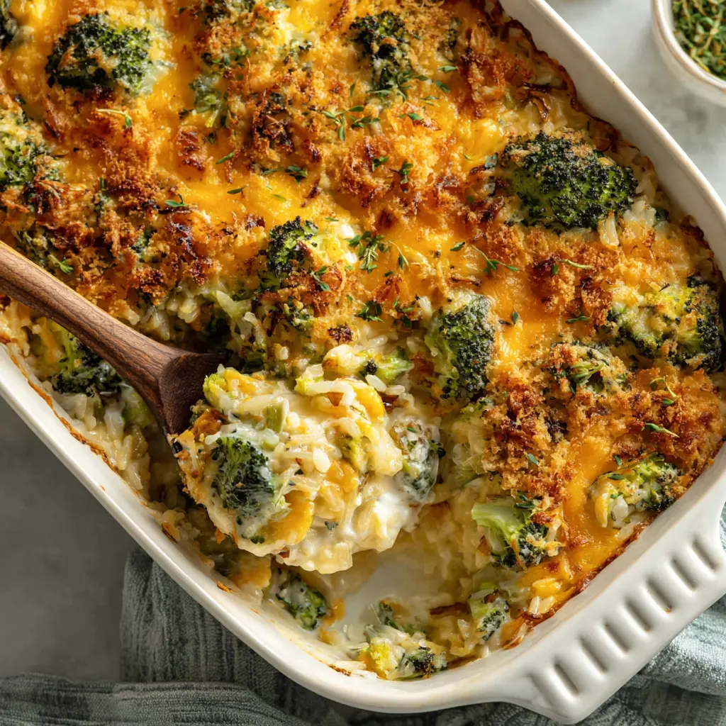 broccoli chicken cheese wild rice casserole - final presentation