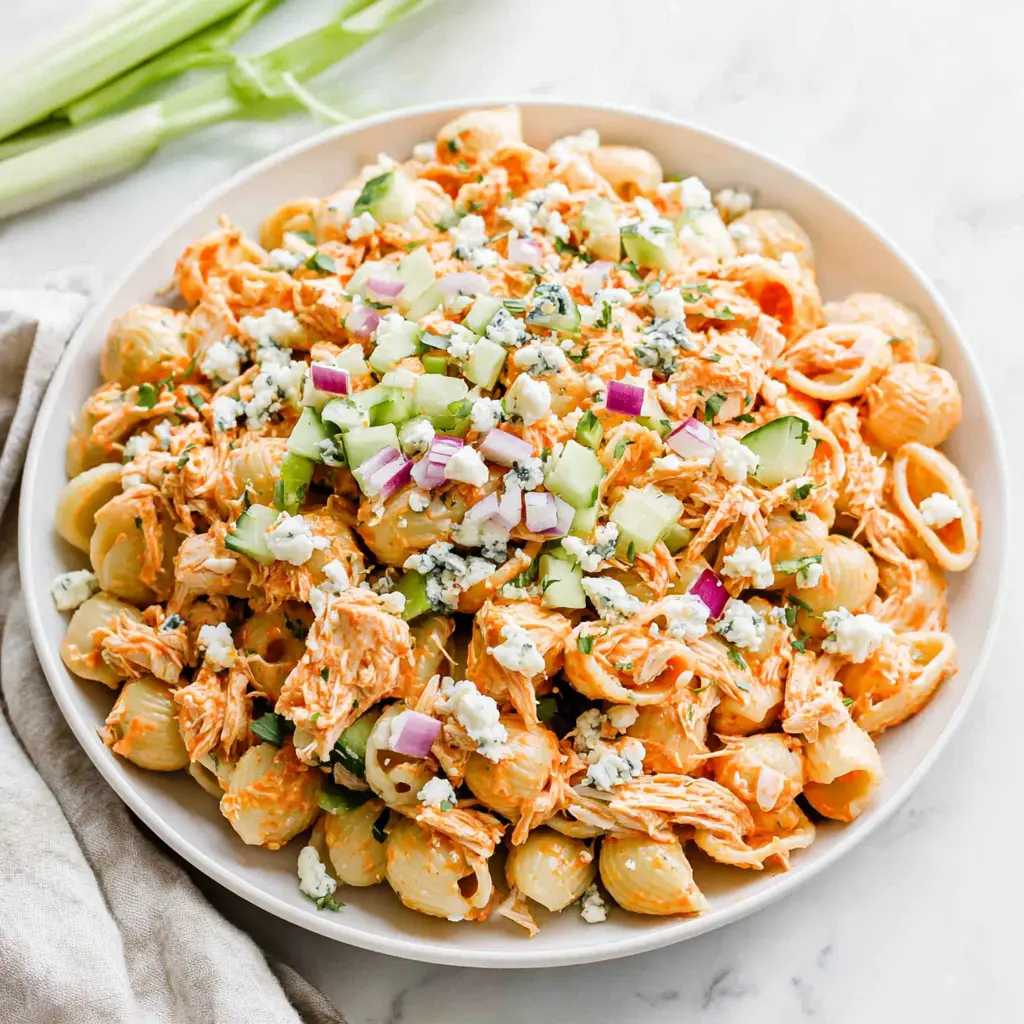 buffalo chicken pasta salad - final presentation