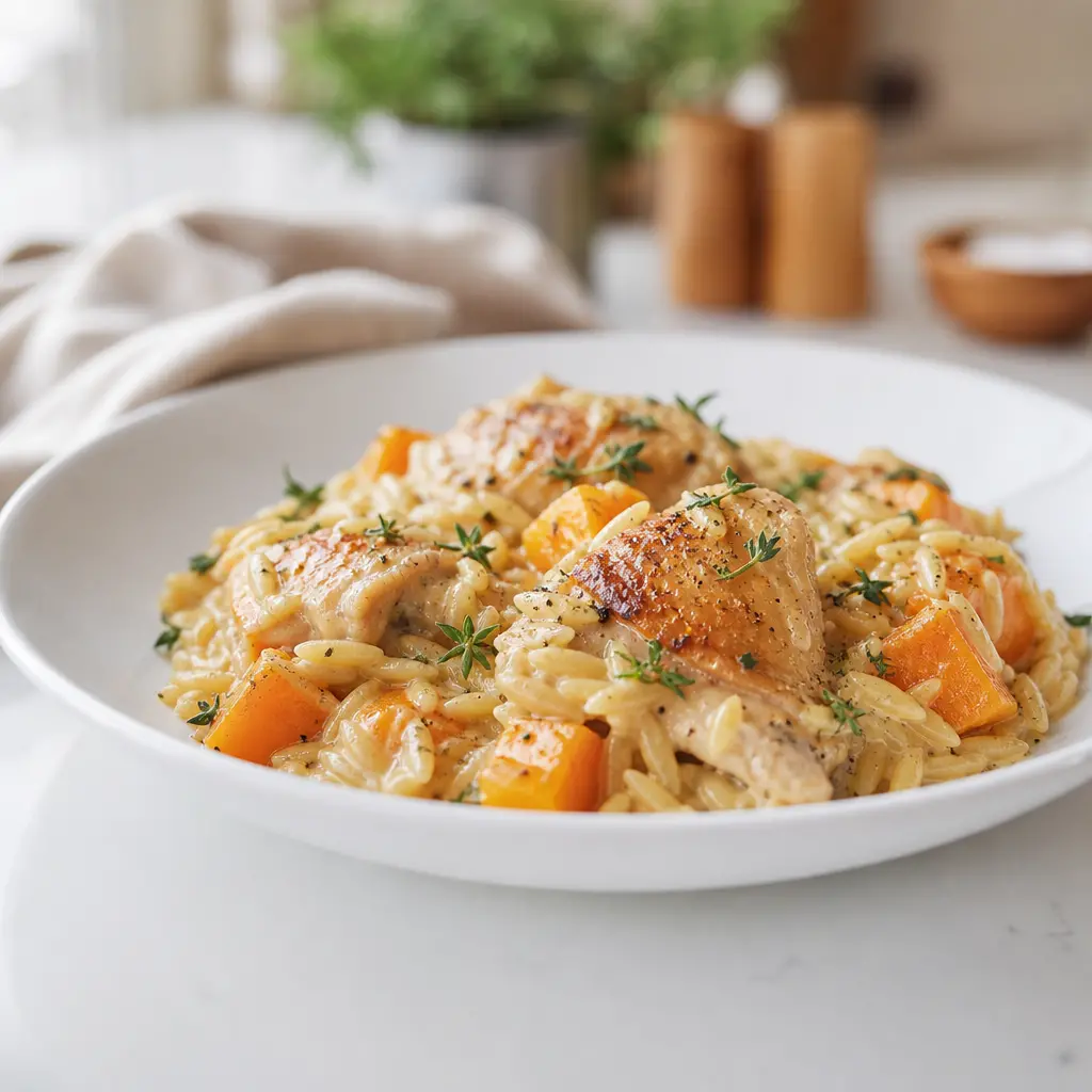 chicken butternut squash orzo - final presentation