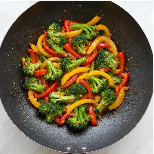 Step 3: Stir-frying colorful vegetables