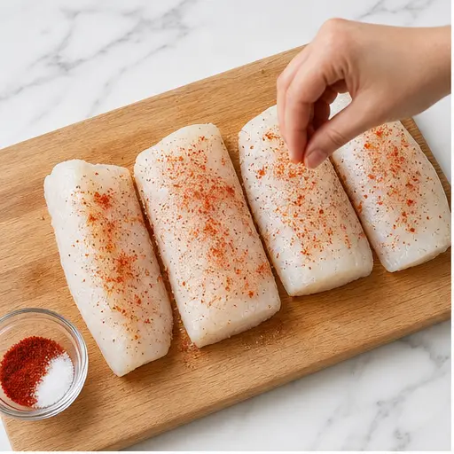Step 1: Seasoning the cod fillets