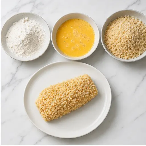 Step 2: Breading the cod in flour, egg, and panko