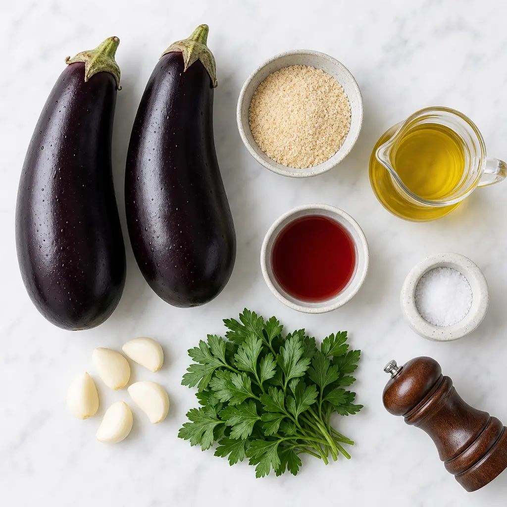 greek roasted eggplant dip melitzanosalata - main ingredients