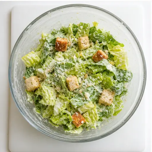 Step 3: Tossing Caesar salad