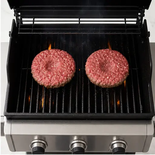 Step 2: Placing the patties on the preheated gas grill