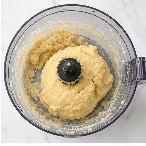 Step 2: Mixing melted cheese with almond flour and egg
