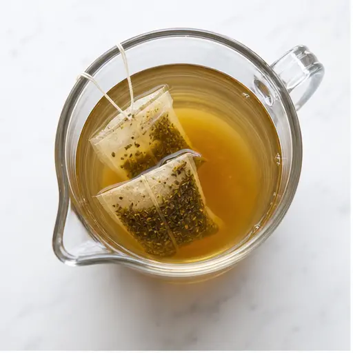 Step 1: Steeping green tea bags in hot water