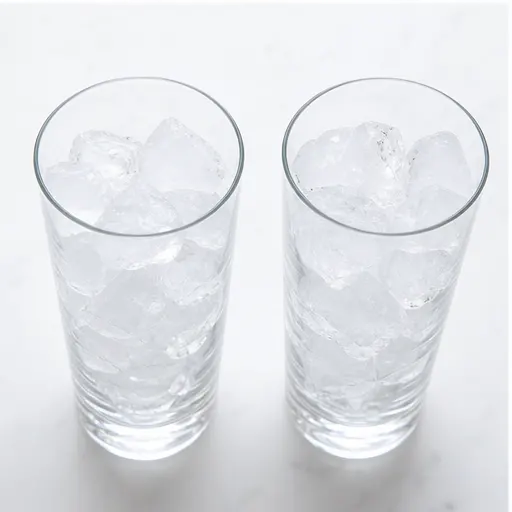 Step 3: Filling glasses halfway with ice cubes