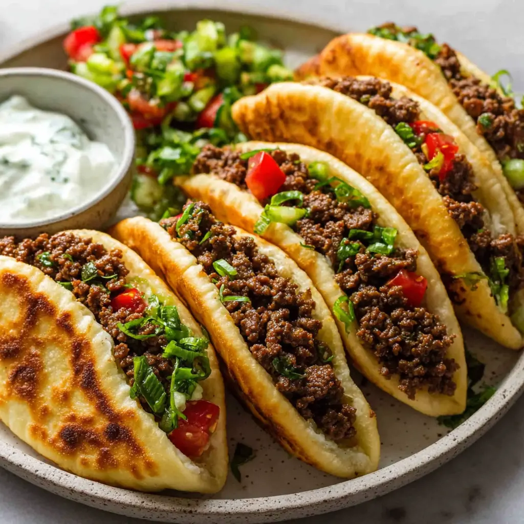 mediterranean ground beef pita pockets - final presentation