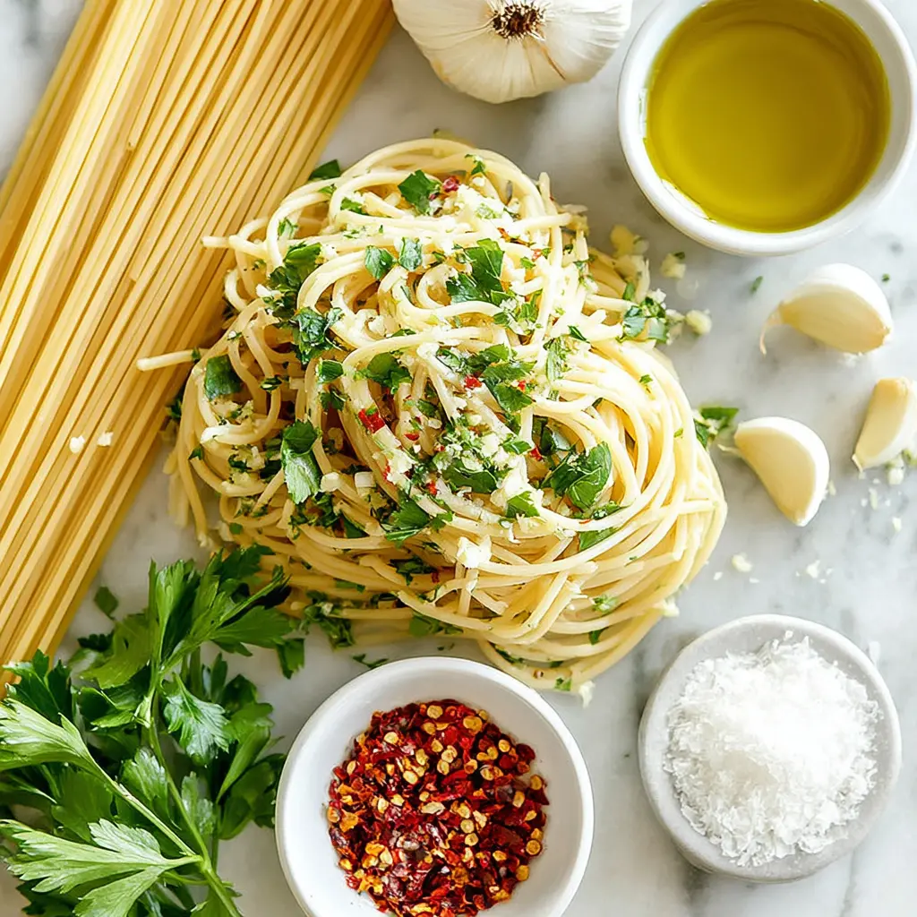 pasta aglio e olio - main ingredients