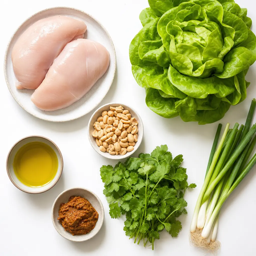 peanut chicken lettuce wraps - main ingredients