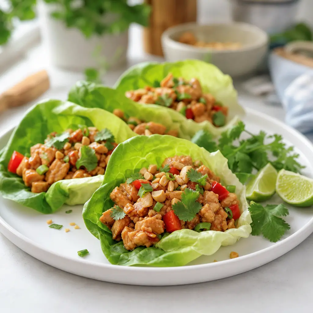 peanut chicken lettuce wraps - final presentation