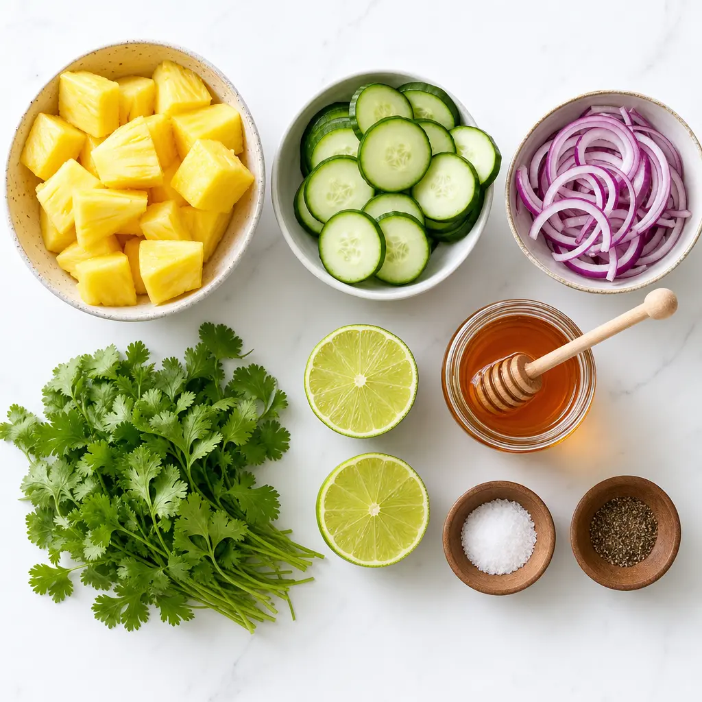 pineapple cucumber salad - main ingredients