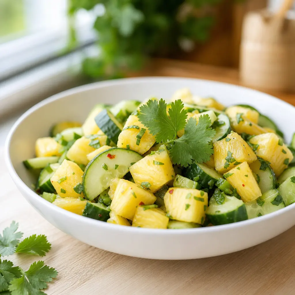 pineapple cucumber salad - final presentation