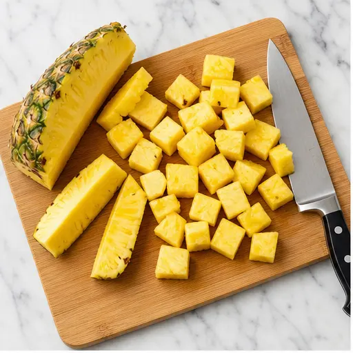 Step 1: Chopping fresh pineapple