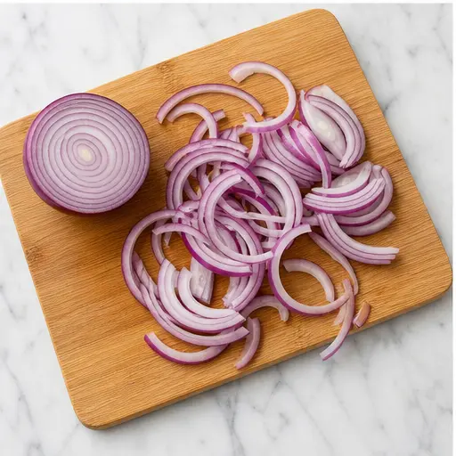 Step 3: Slicing red onion