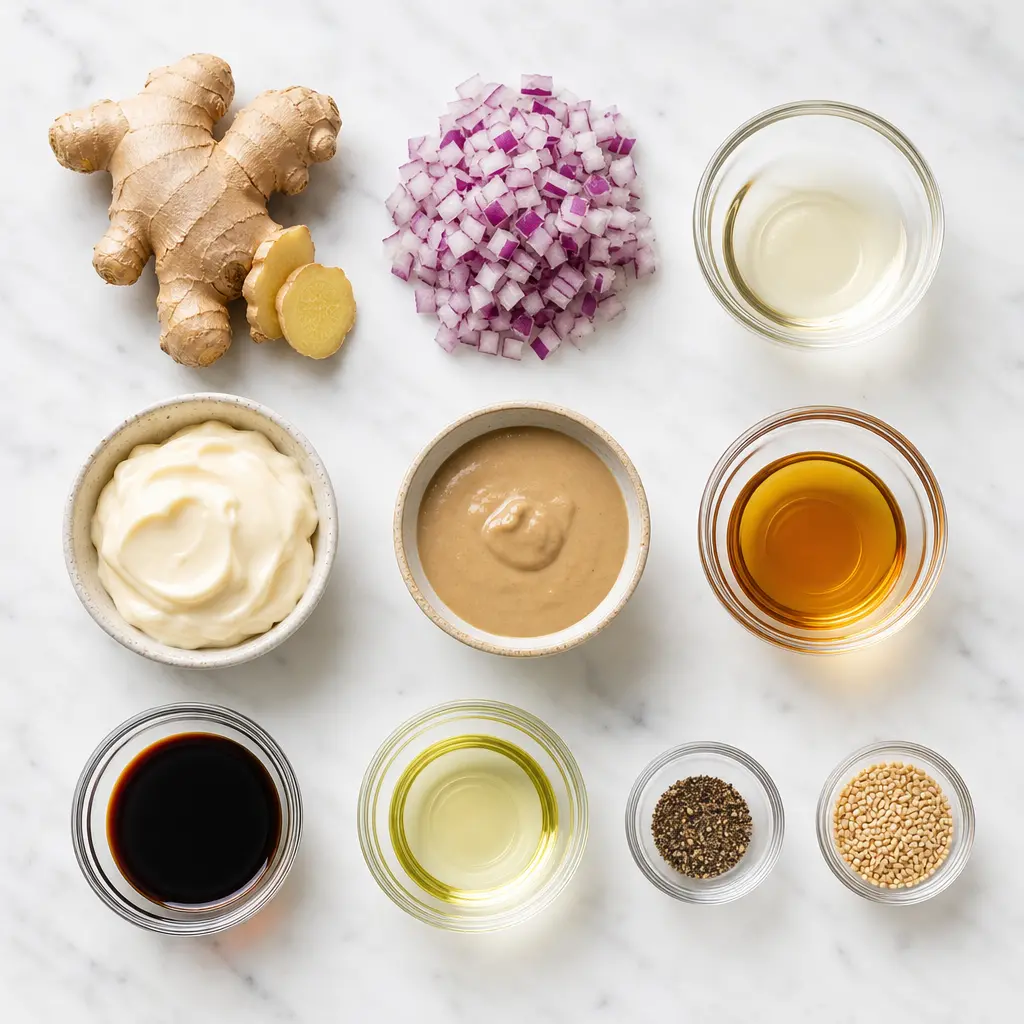 sesame ginger dressing - main ingredients