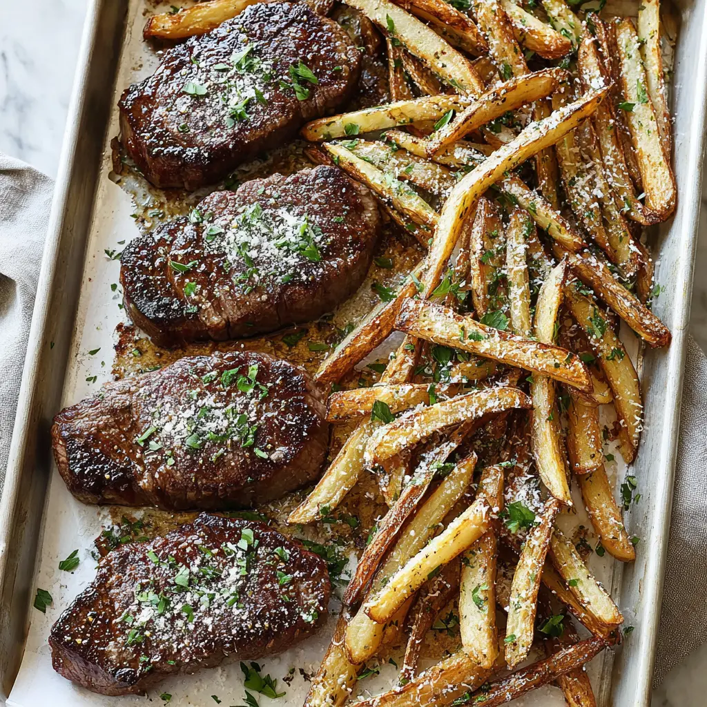 sheet pan steak and fries - final presentation