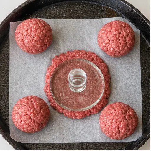 Step 1: Pressing ground beef into thin patties
