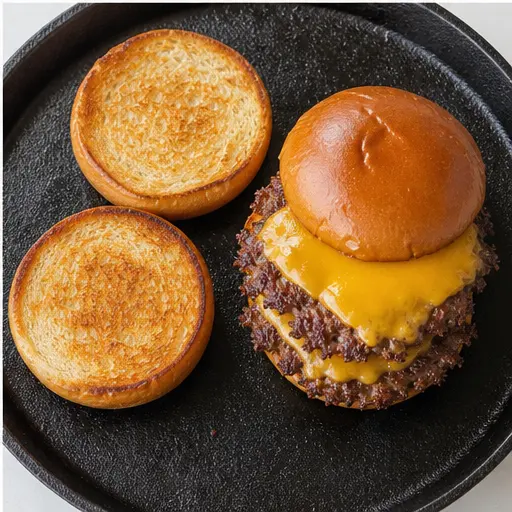 Step 4: Toasting buns and assembling the burger