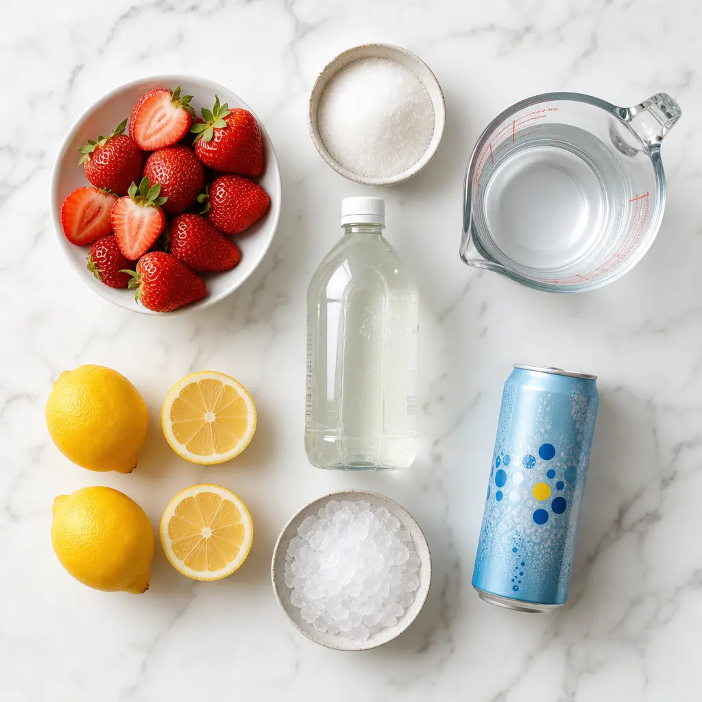 strawberry coconut water lemonade - main ingredients