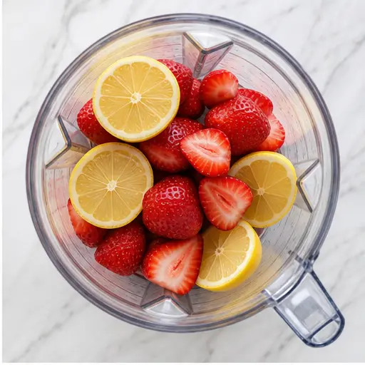 Step 2: Pureeing the strawberries and lemon juice