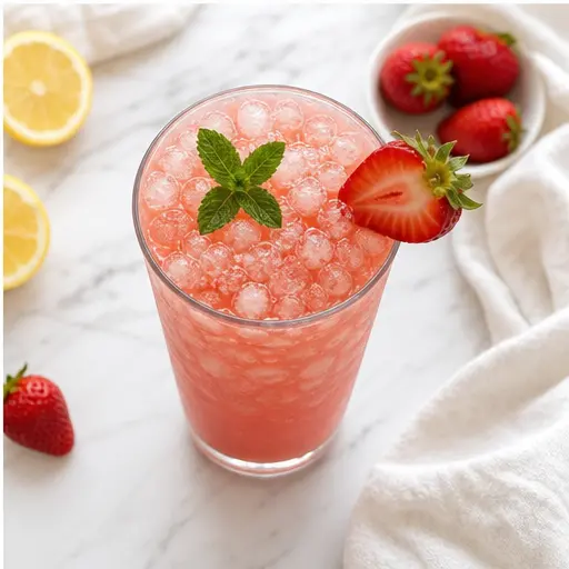 Step 4: Serving the final strawberry coconut water lemonade