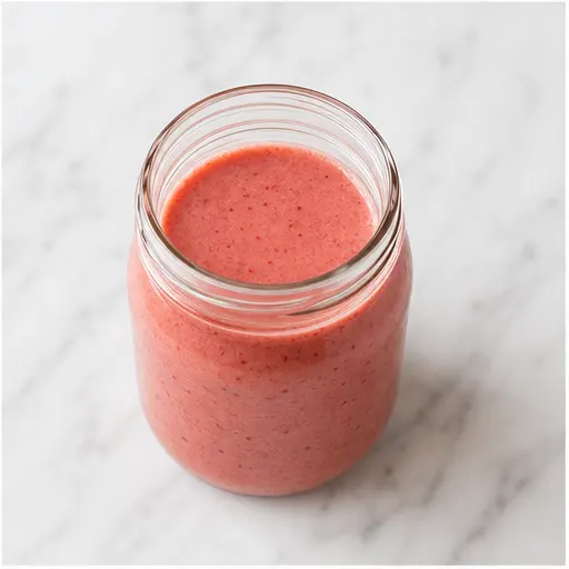 Step 4: Pouring finished vinaigrette into jar