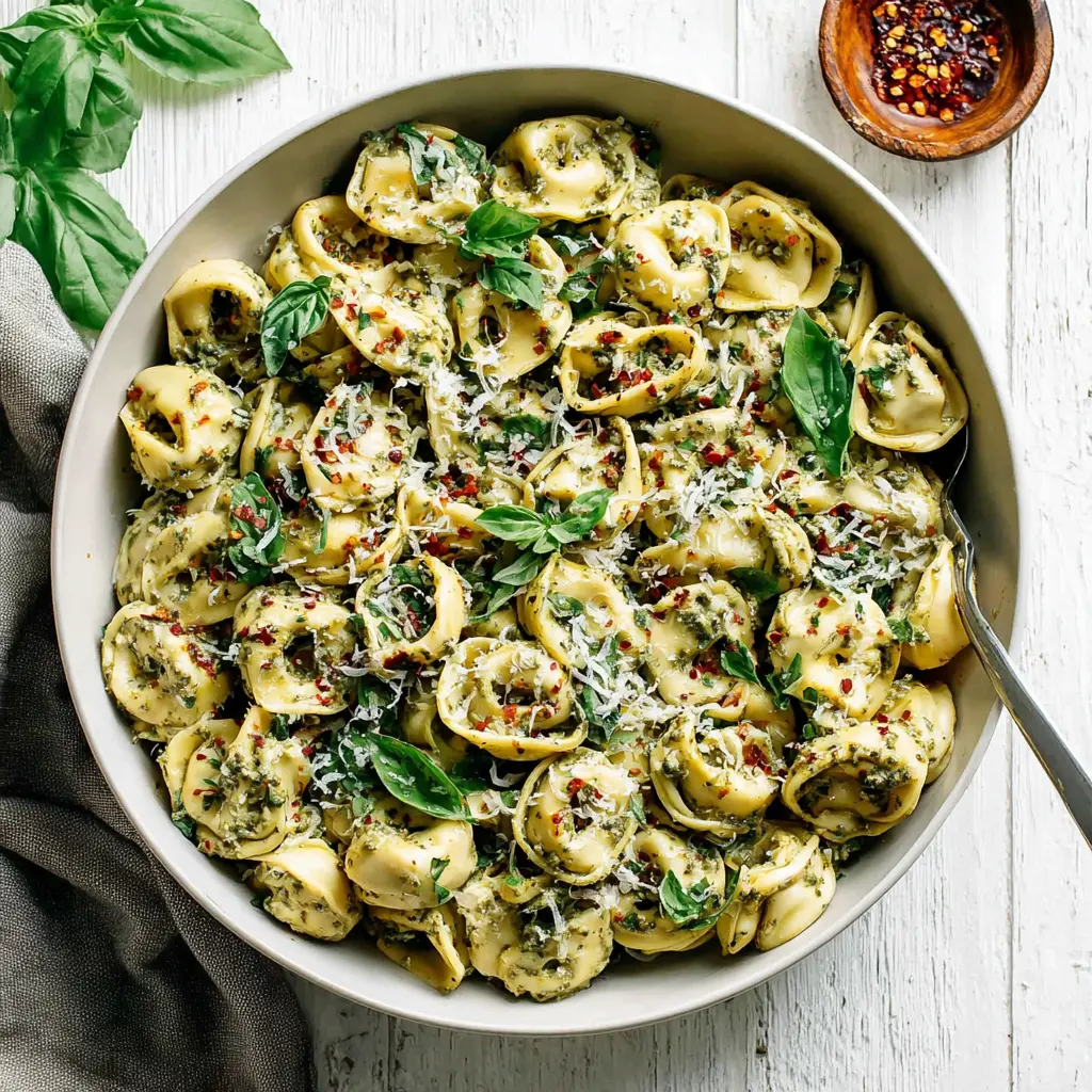 summer pesto tortellini skillet - final presentation