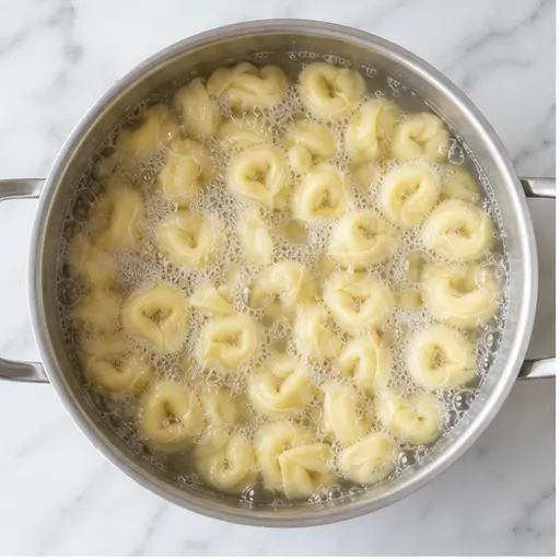 Step 1: Boiling tortellini until al dente