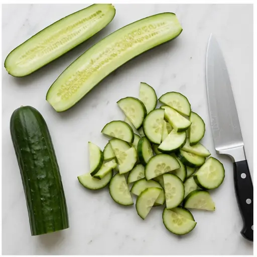 Step 2: Slicing cucumber into half-moons
