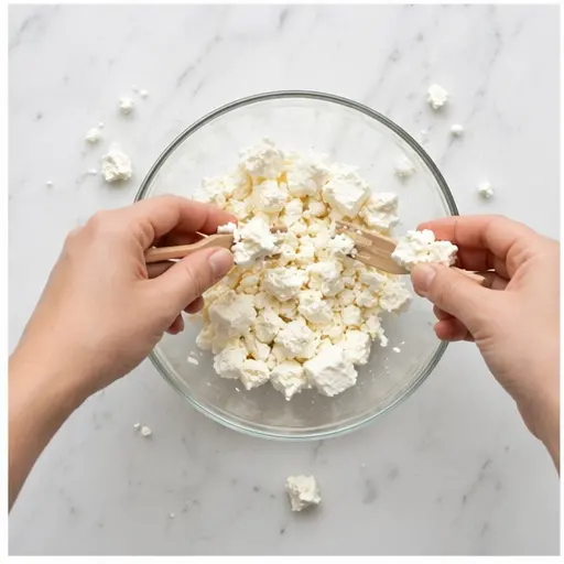 Step 3: Crumpling feta cheese