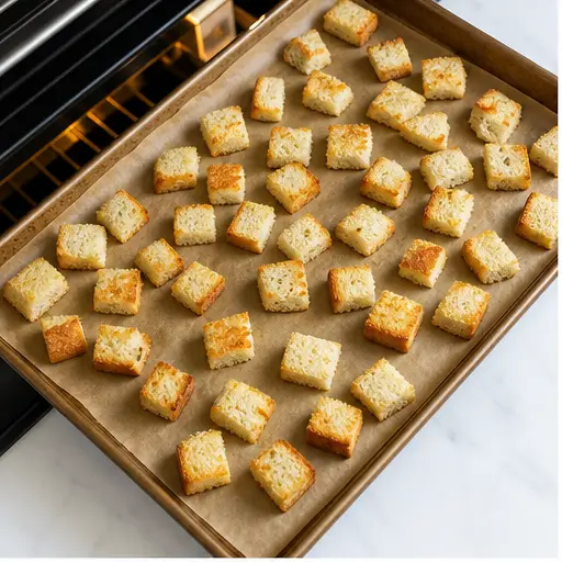 Step 1: Toasting sourdough bread cubes