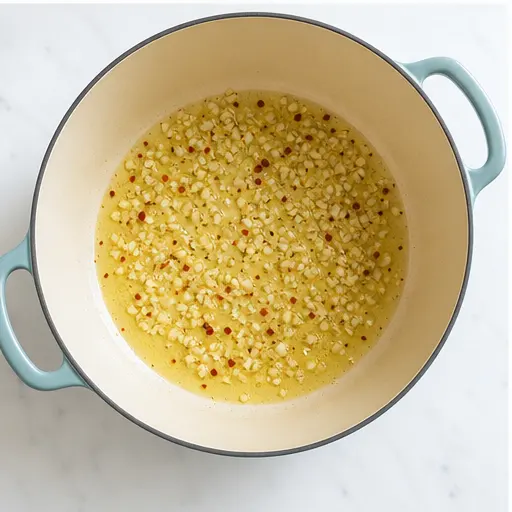 Step 3: Sautéing garlic in olive oil