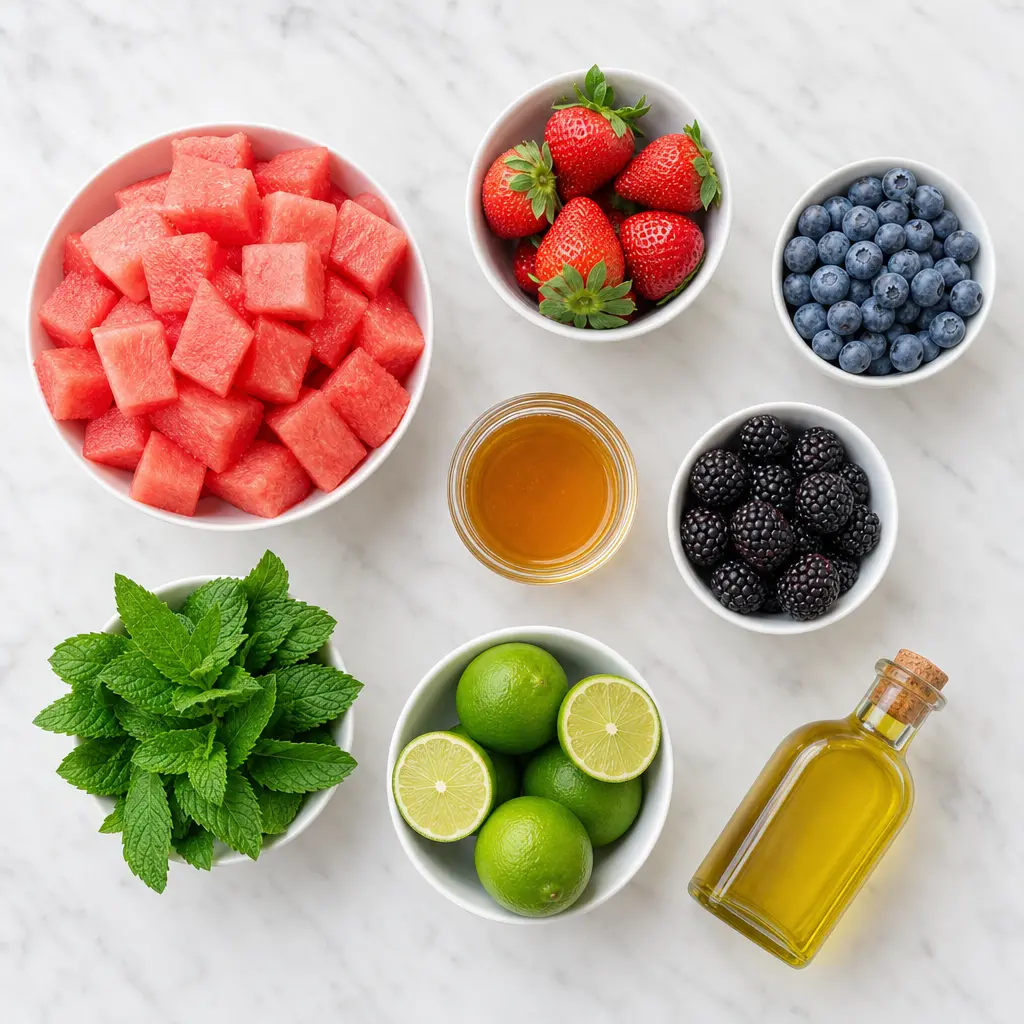 watermelon fruit salad - main ingredients