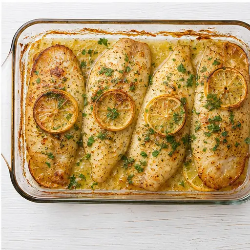 Step 4: Sprinkling fresh parsley on golden baked tilapia