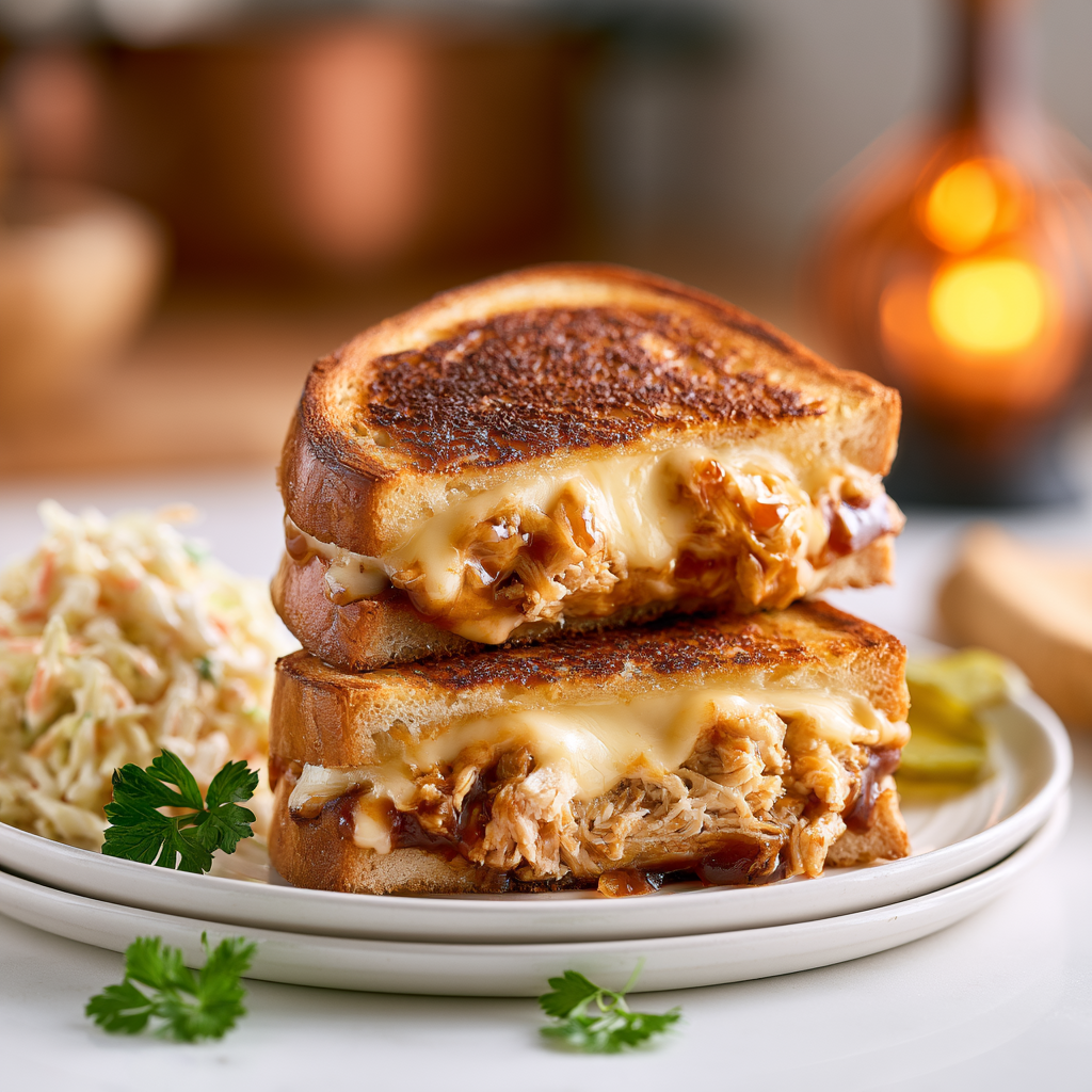 bbq chicken grilled cheese - final presentation