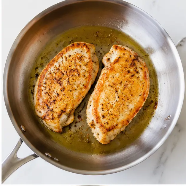 Step 2: Searing chicken until golden brown