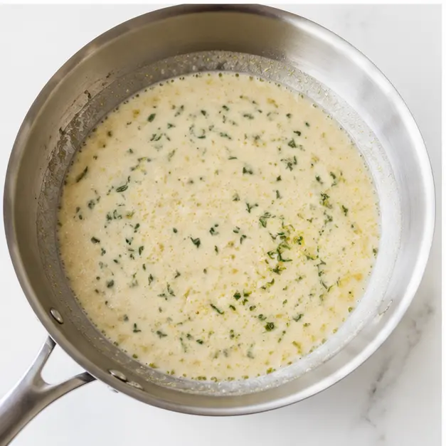 Step 3: Making garlic rosemary cream sauce