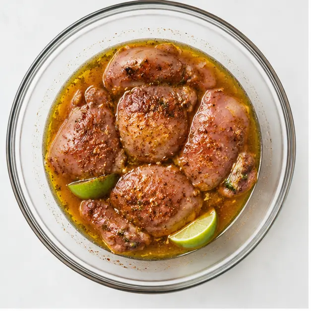 Step 1: Marinate chicken in citrus and spices