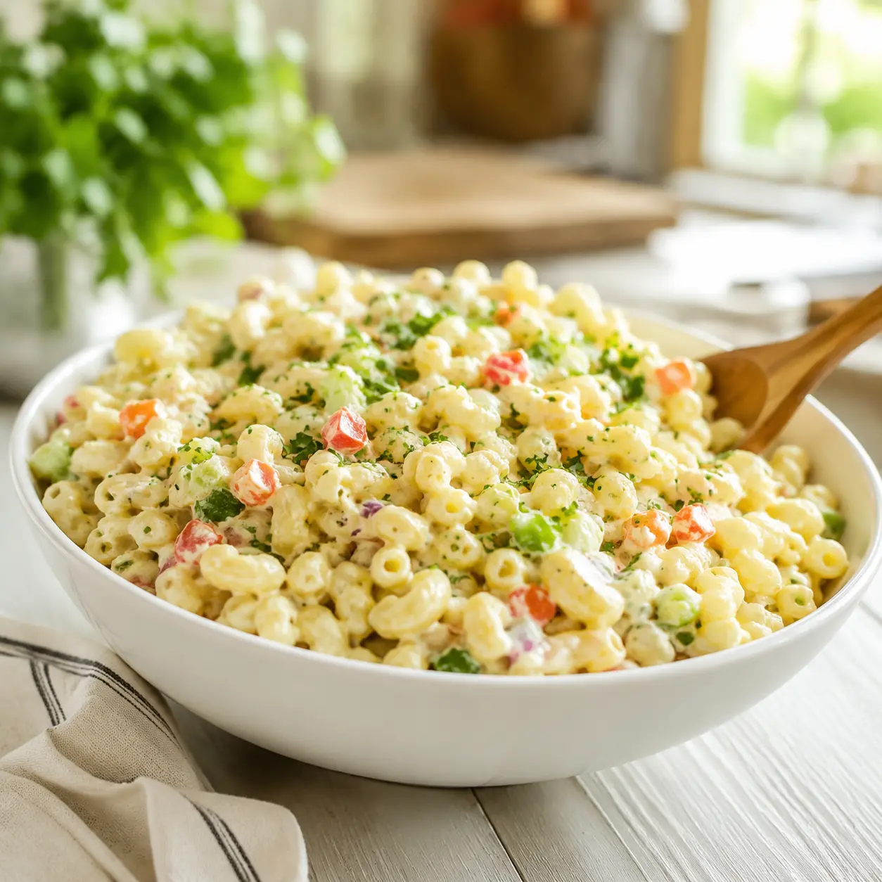 classic macaroni salad - final presentation