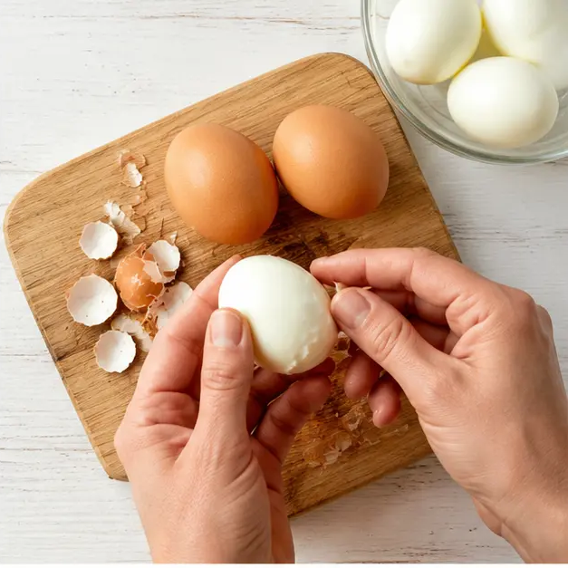Step 2: Peeling hard-boiled eggs