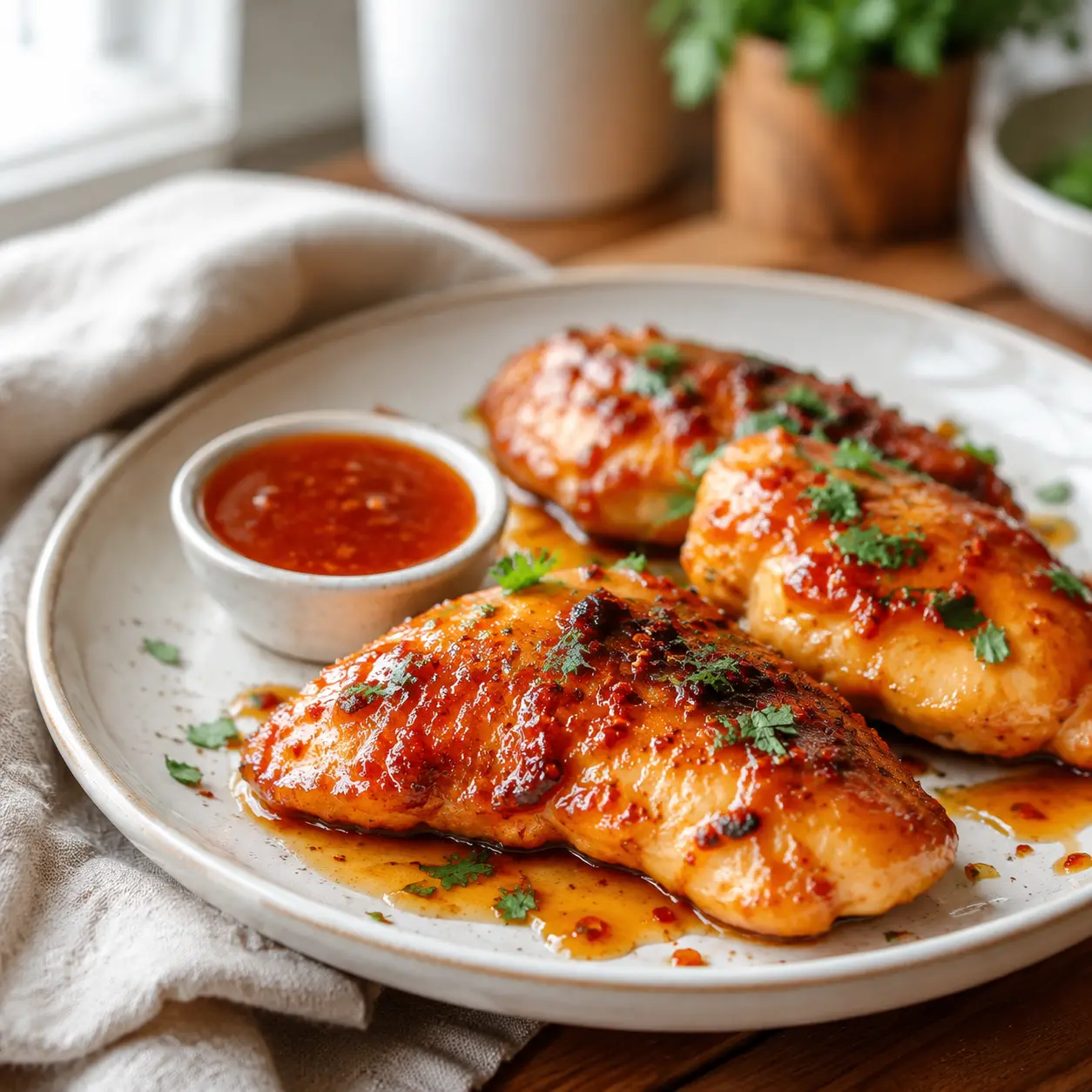 crispy baked hot honey chicken - final presentation