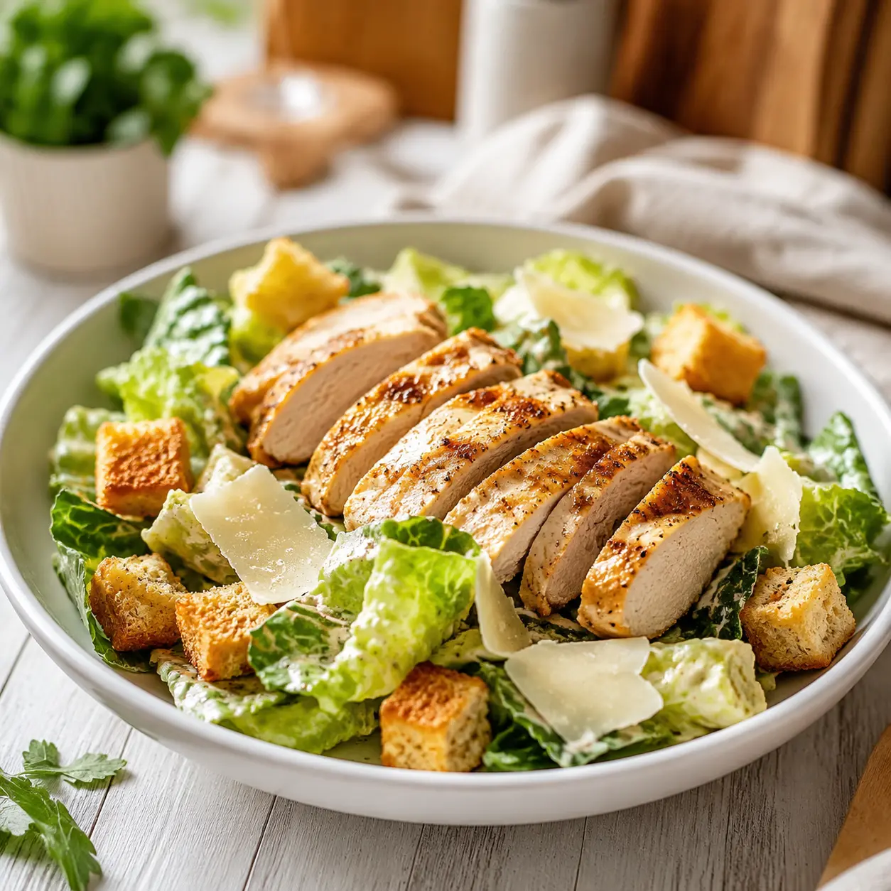 crispy chicken caesar salad - final presentation