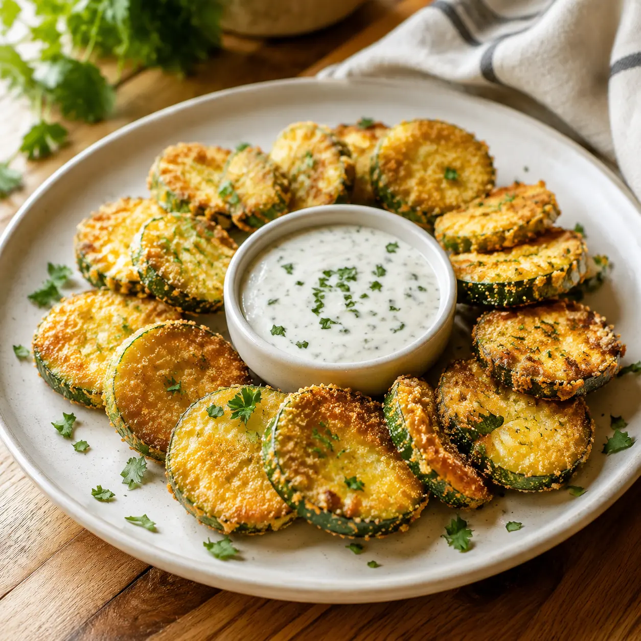 crispy fried zucchini - final presentation