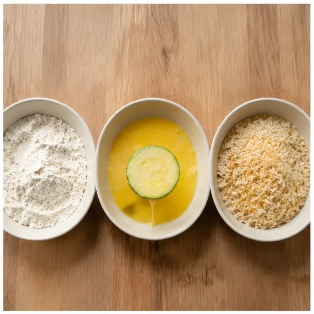 Step 2: Dredging through flour, egg, and cracker coating