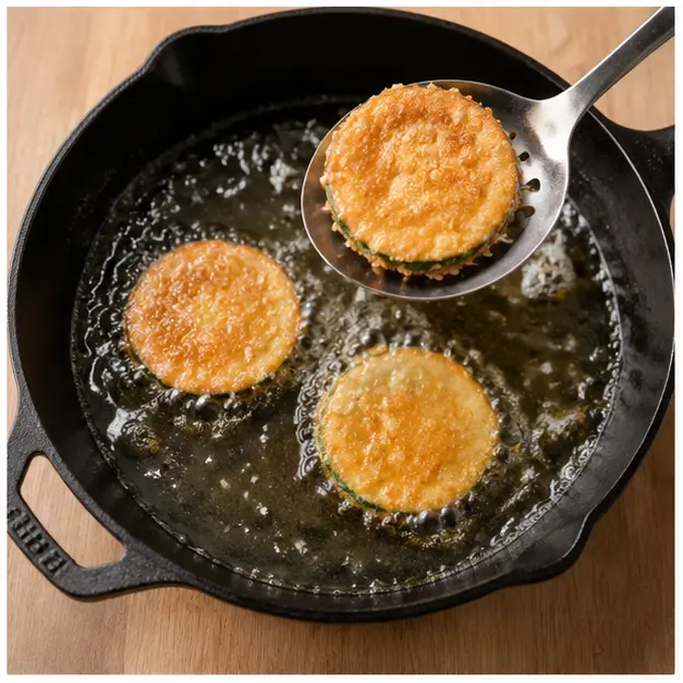 Step 4: Frying in hot oil until golden brown