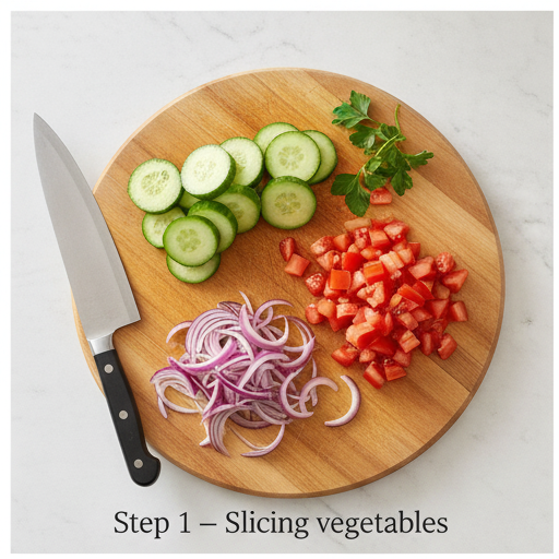 cucumber tomato salad - step 1