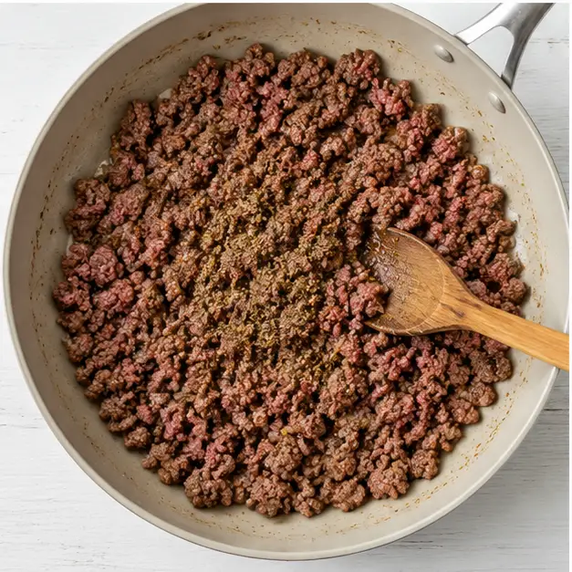 Step 3: Browning ground beef with Italian seasoning